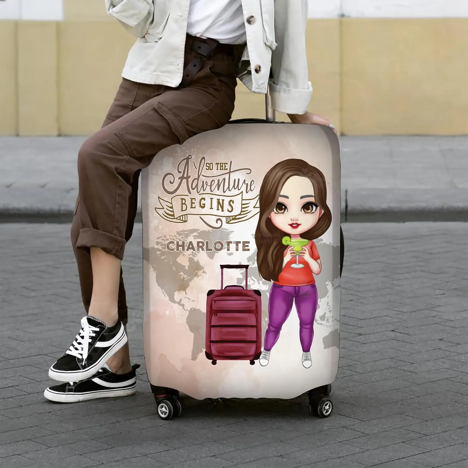 Personalized Name So The Adventure Begins Luggage Cover Protector Travel Bag Covers Love Travel Gift Travel Bag Covers Gift for Traveling Lovers 90