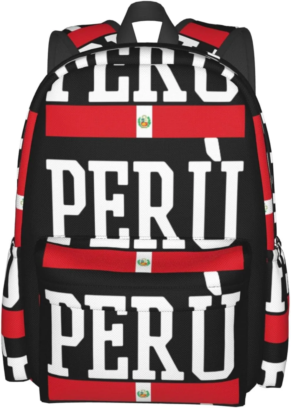 Peruvian Peru Flag Casual Backpack Large Capacity Travel Backpacks Laptop Daypack Commuter Rucksack Adjustable Strap Sports Bags for Hiking Biking