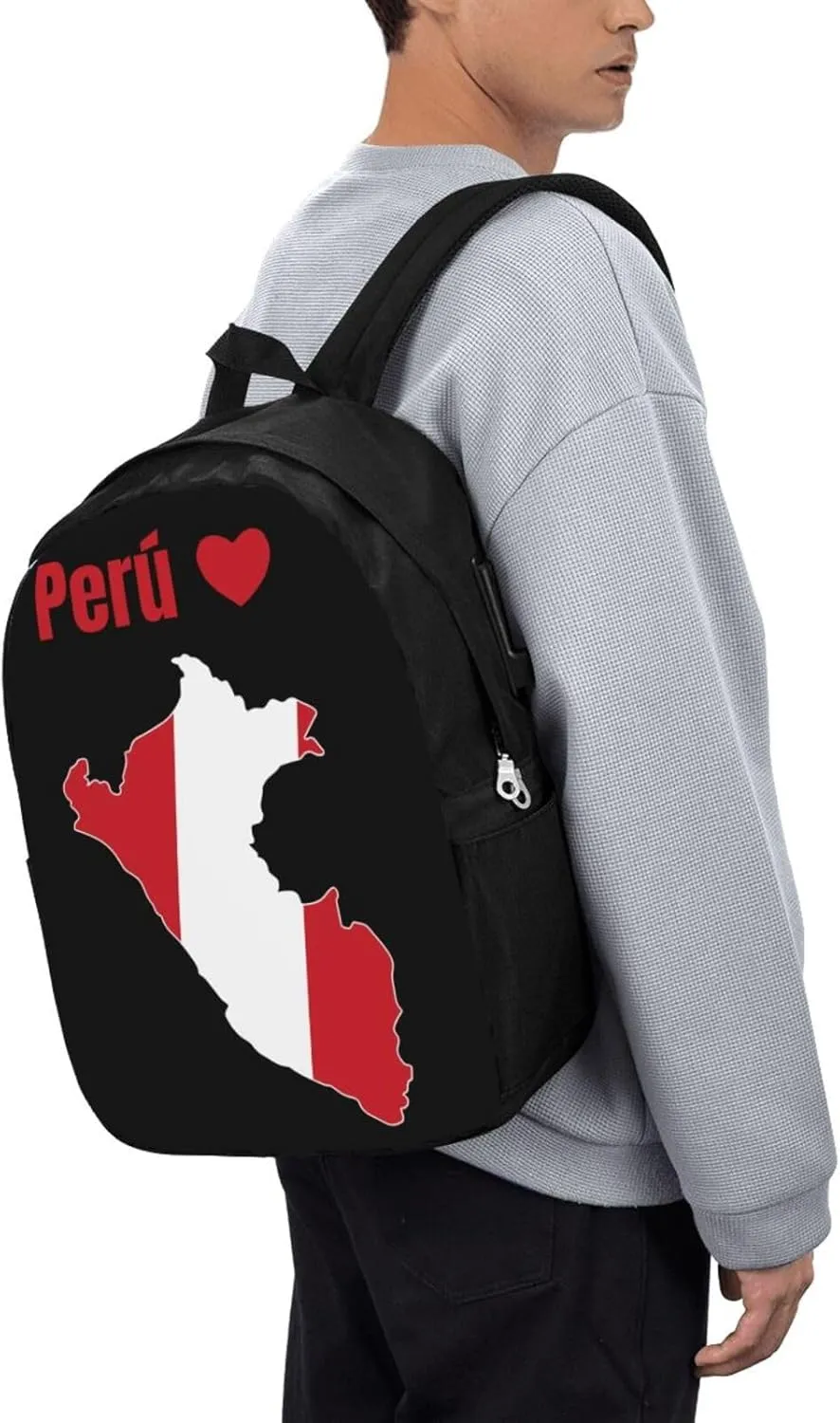 Peruvian Peru Map Flag Laptop Backpacks Travel Backpack Casual Business Daypack Sport Rucksack Computer Bag Fits up to 17 Inch Notebook with USB Port