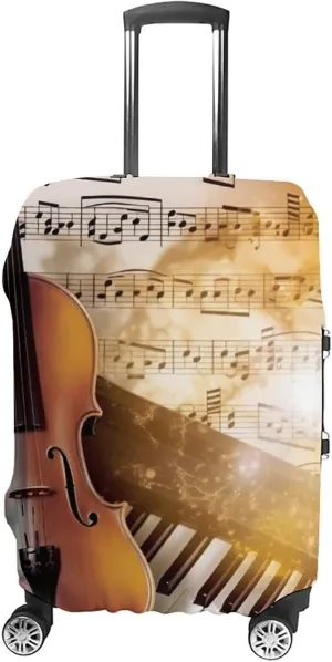 Piano Violin Music Notes Luggage Cover Simple And Generous Suitcase Dust Cover Washable, Scratch Resistant for 19-32 Inch Suitcase XL