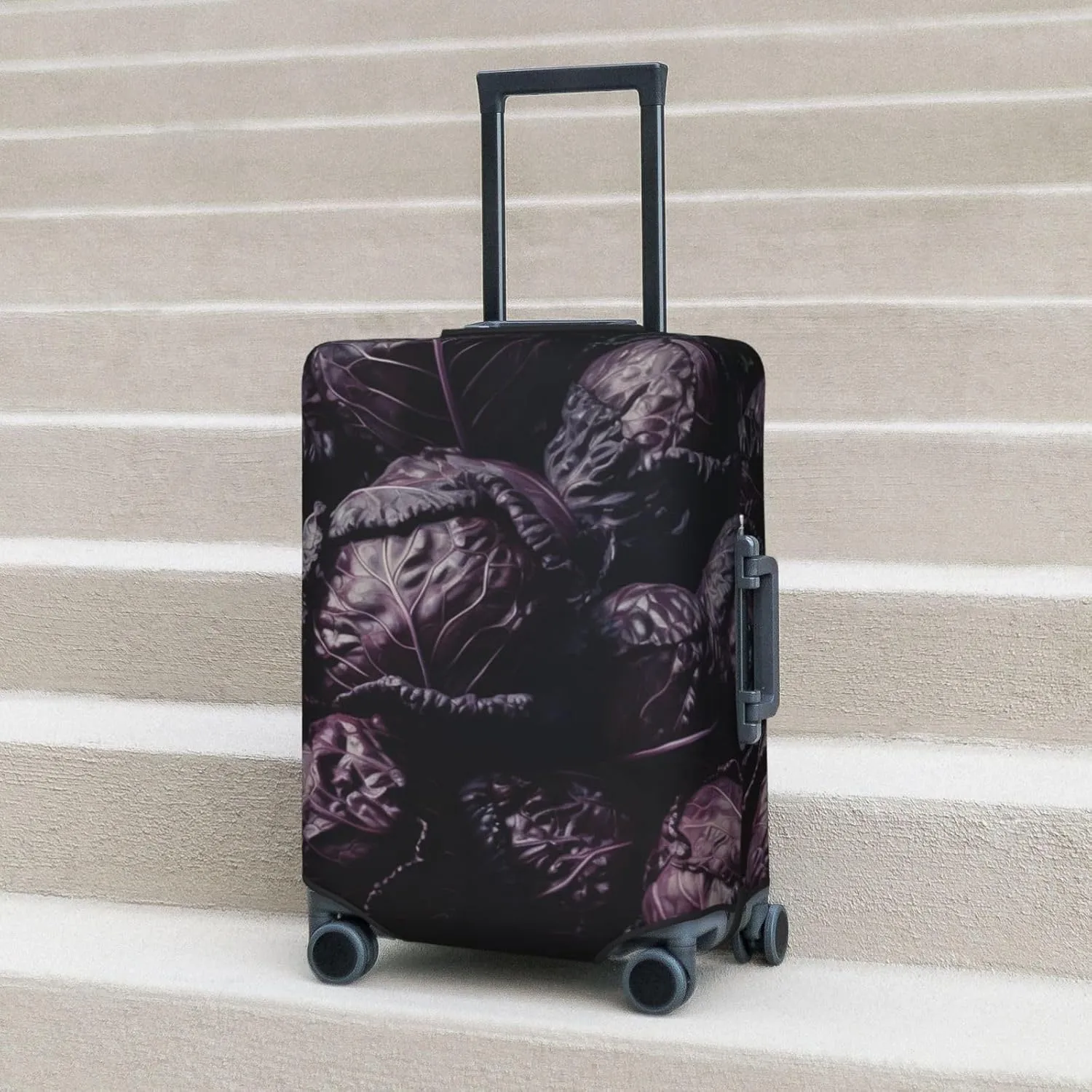 Pile of Purple Cabbage Luggage Cover Stylish Suitcase Covers for Luggage Tsa Approved, Elastic Washable Suitcase Protector Anti-Scratch Travel Baggage Covers for 18-32 inch Luggage