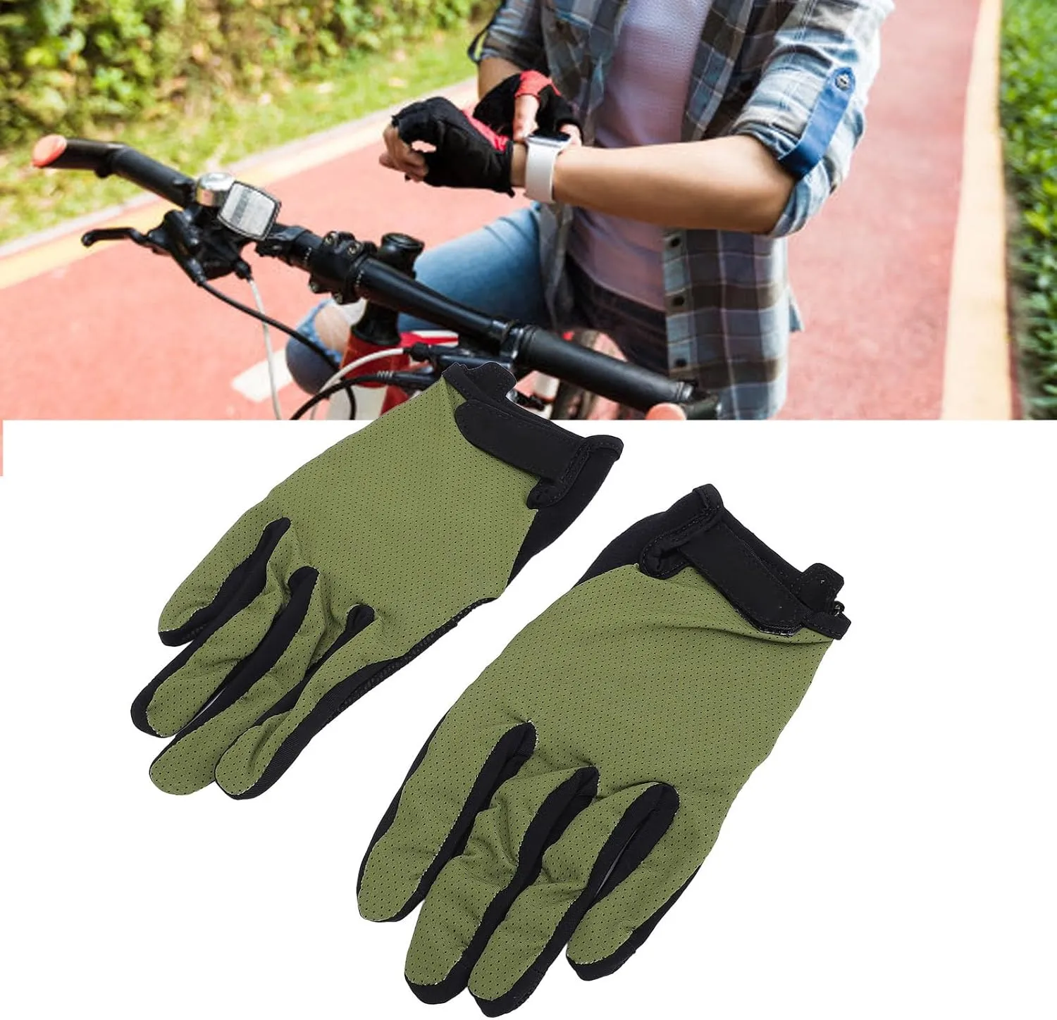 Pilipane Full Finger Touchscreen Cycling Gloves Anti Slip Shock Absorbing Breathable Touch Screen Winter Riding Gloves for Men Women