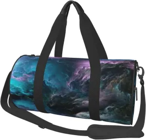 Pink Blue Galaxy Clound Foldable Duffle Bag For Women - Workout Bag For Gym Men - Boy Gym Bag - Girls Small Weekender Duffel Bag - Packable Luggage Bag For Travel Sports