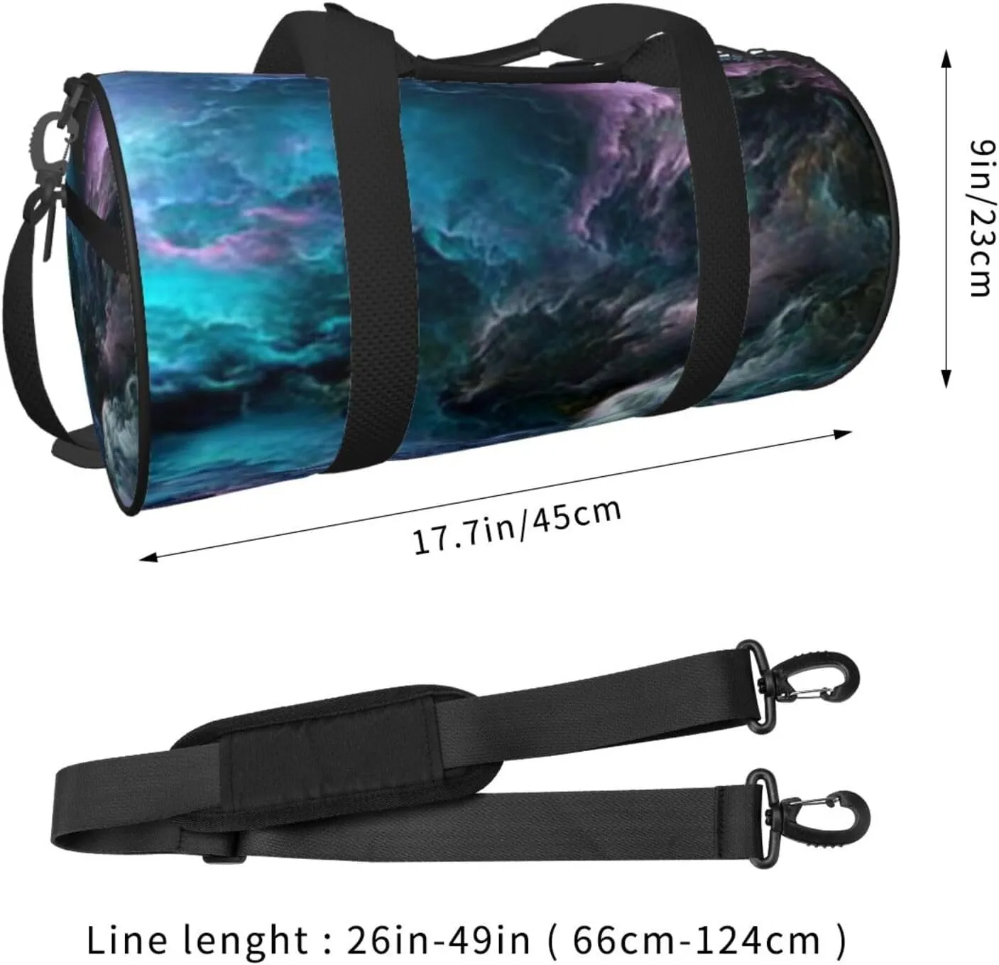 Pink Blue Galaxy Clound Foldable Duffle Bag For Women - Workout Bag For Gym Men - Boy Gym Bag - Girls Small Weekender Duffel Bag - Packable Luggage Bag For Travel Sports
