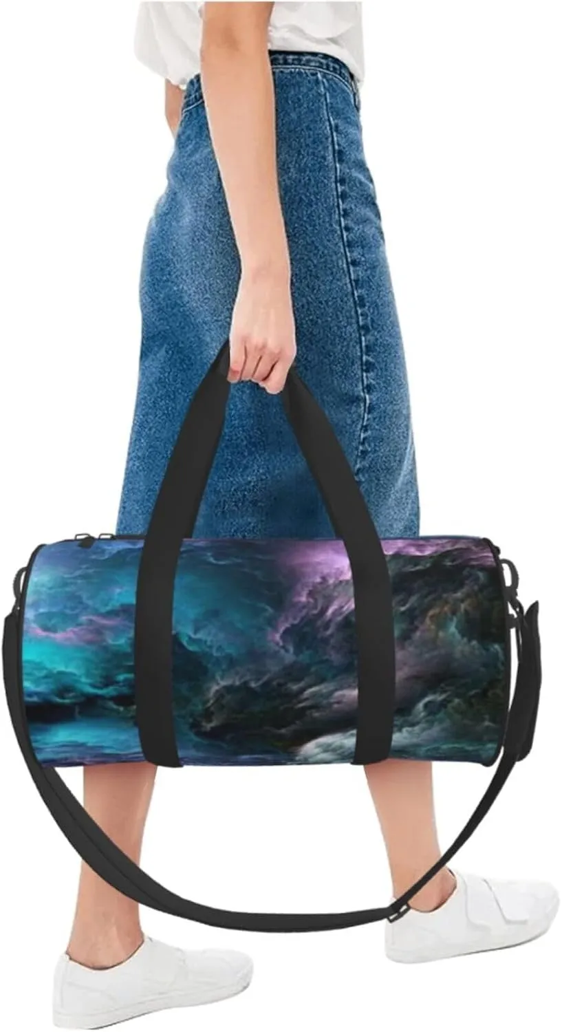 Pink Blue Galaxy Clound Foldable Duffle Bag For Women - Workout Bag For Gym Men - Boy Gym Bag - Girls Small Weekender Duffel Bag - Packable Luggage Bag For Travel Sports