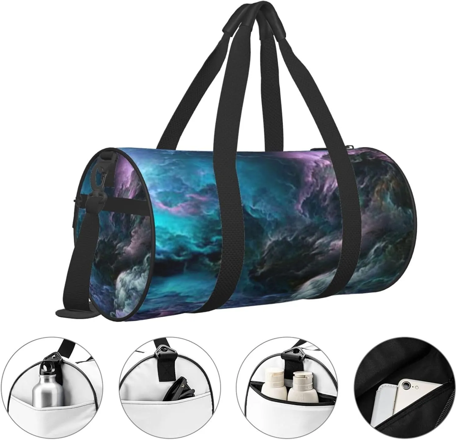 Pink Blue Galaxy Clound Foldable Duffle Bag For Women - Workout Bag For Gym Men - Boy Gym Bag - Girls Small Weekender Duffel Bag - Packable Luggage Bag For Travel Sports
