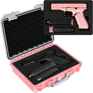 Pistol Case for Glock Handgun & Gun: TSA Approved Hard Shell Handgun Case with Pre-Cut Foam for G17/G19/G20/G21/G22/G23/G31/G32/G37/G38/G43/G45, Waterproof Storage Box Gun Case for Transport & Storage
