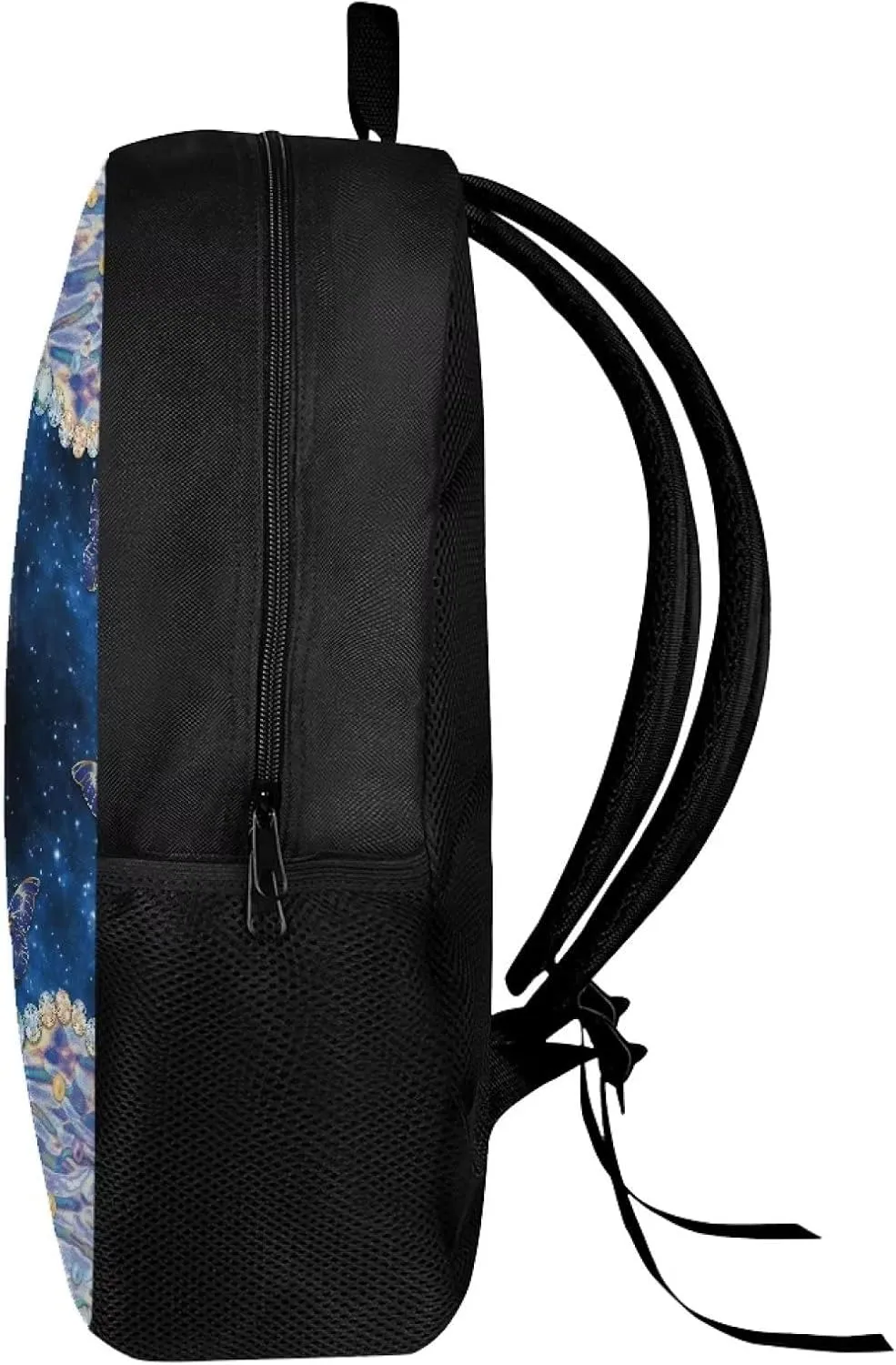 Poceacles Elegant Galaxy Butterfflies Pattern Lightweight Backpacks for Elementary School Bookbag 17 InchMiddle Junior Students Schoolbag Kids Youth Shoulder Bag Travel Beach