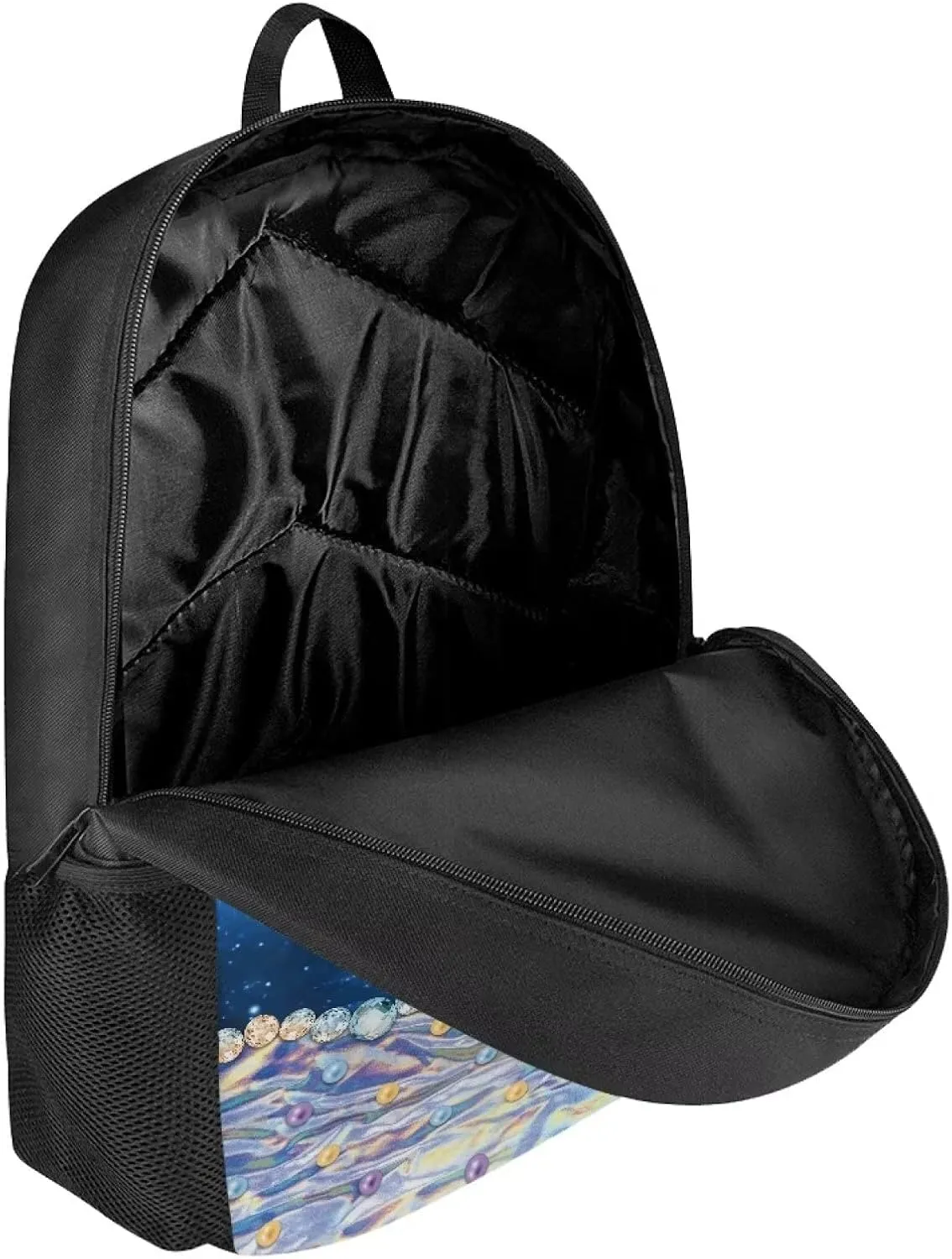 Poceacles Elegant Galaxy Butterfflies Pattern Lightweight Backpacks for Elementary School Bookbag 17 InchMiddle Junior Students Schoolbag Kids Youth Shoulder Bag Travel Beach