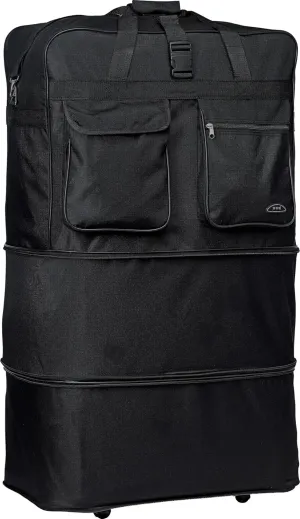 Pod 30" / 36" / 40" Expandable Rolling Wheeled Duffle bag Spinner Luggage suitcase (Black, 30-inch)