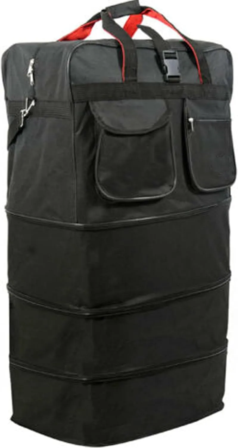 Pod 36" Black Rolling Expandable Duffle Bag Spinner Suitcase Luggage - 8 Wheels