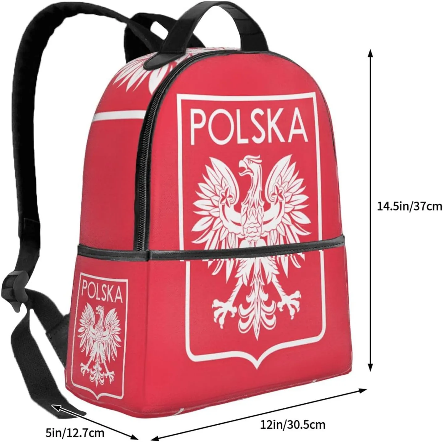Polish Flag Poland Polska Eagle Casual Backpacks Travel Backpack Fashion Rucksack Outdoor Daypack Lightweight Bag with Leather Handles for Working Hiking Camping