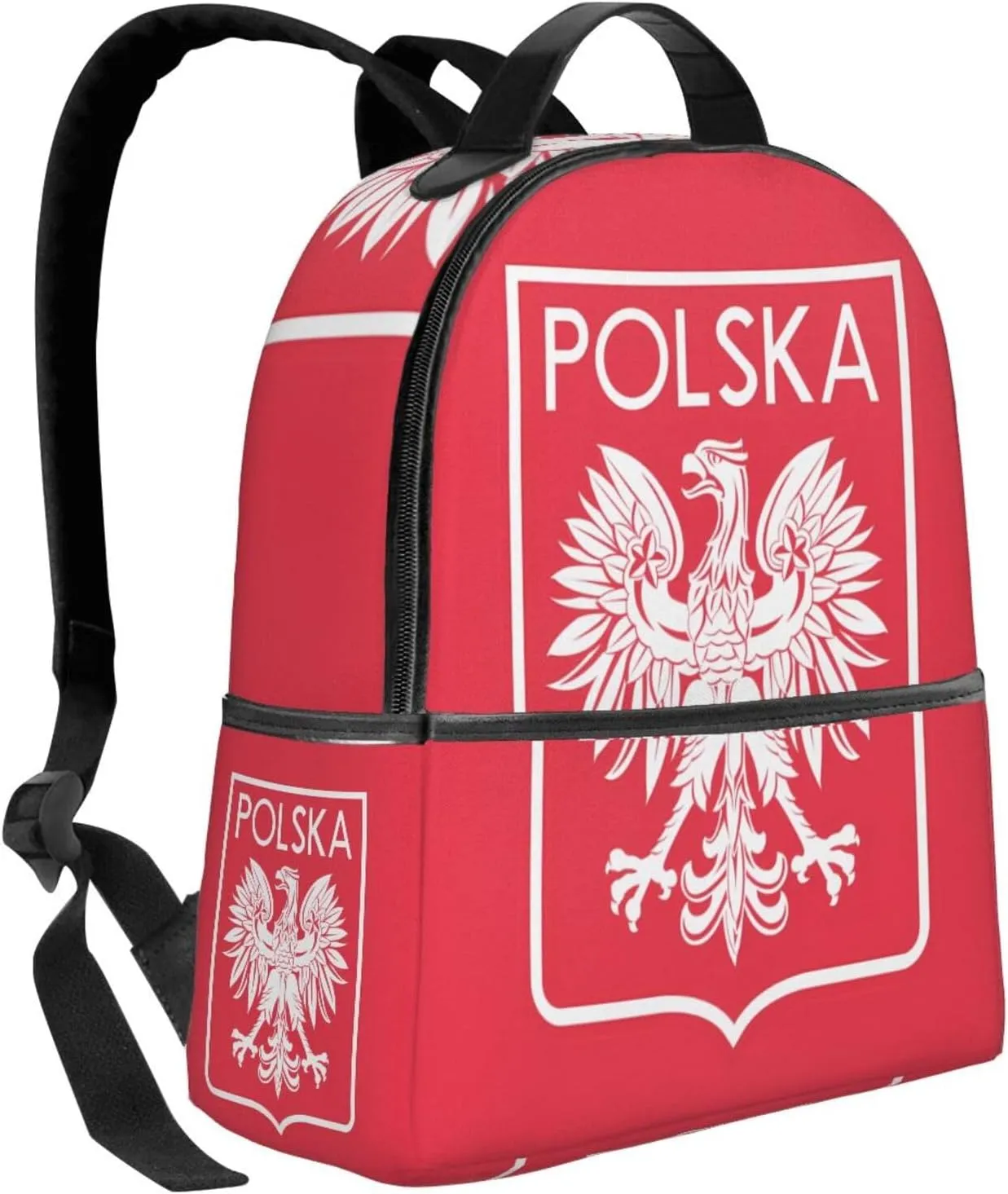Polish Flag Poland Polska Eagle Casual Backpacks Travel Backpack Fashion Rucksack Outdoor Daypack Lightweight Bag with Leather Handles for Working Hiking Camping
