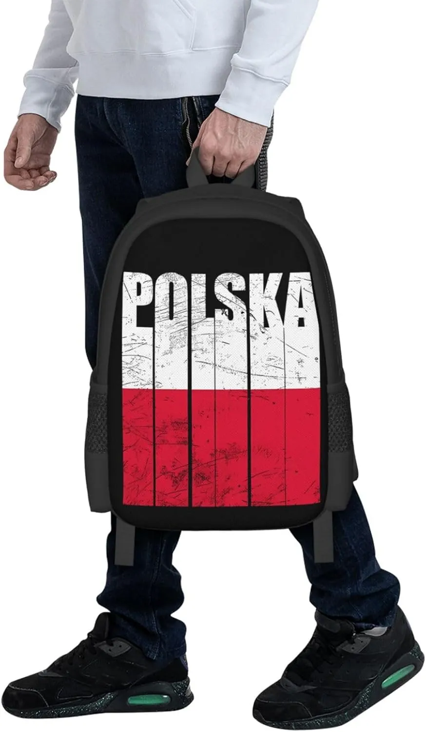 Polish Flag Poland Polska Flags Casual Backpacks Large Capacity Backpack Laptop Rucksack Sport Daypack Commuter Bags with Adjustable Strap for Traveling Camping