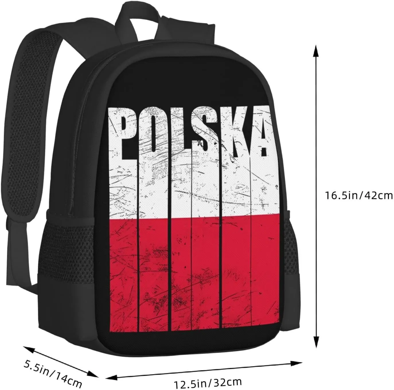Polish Flag Poland Polska Flags Casual Backpacks Large Capacity Backpack Laptop Rucksack Sport Daypack Commuter Bags with Adjustable Strap for Traveling Camping