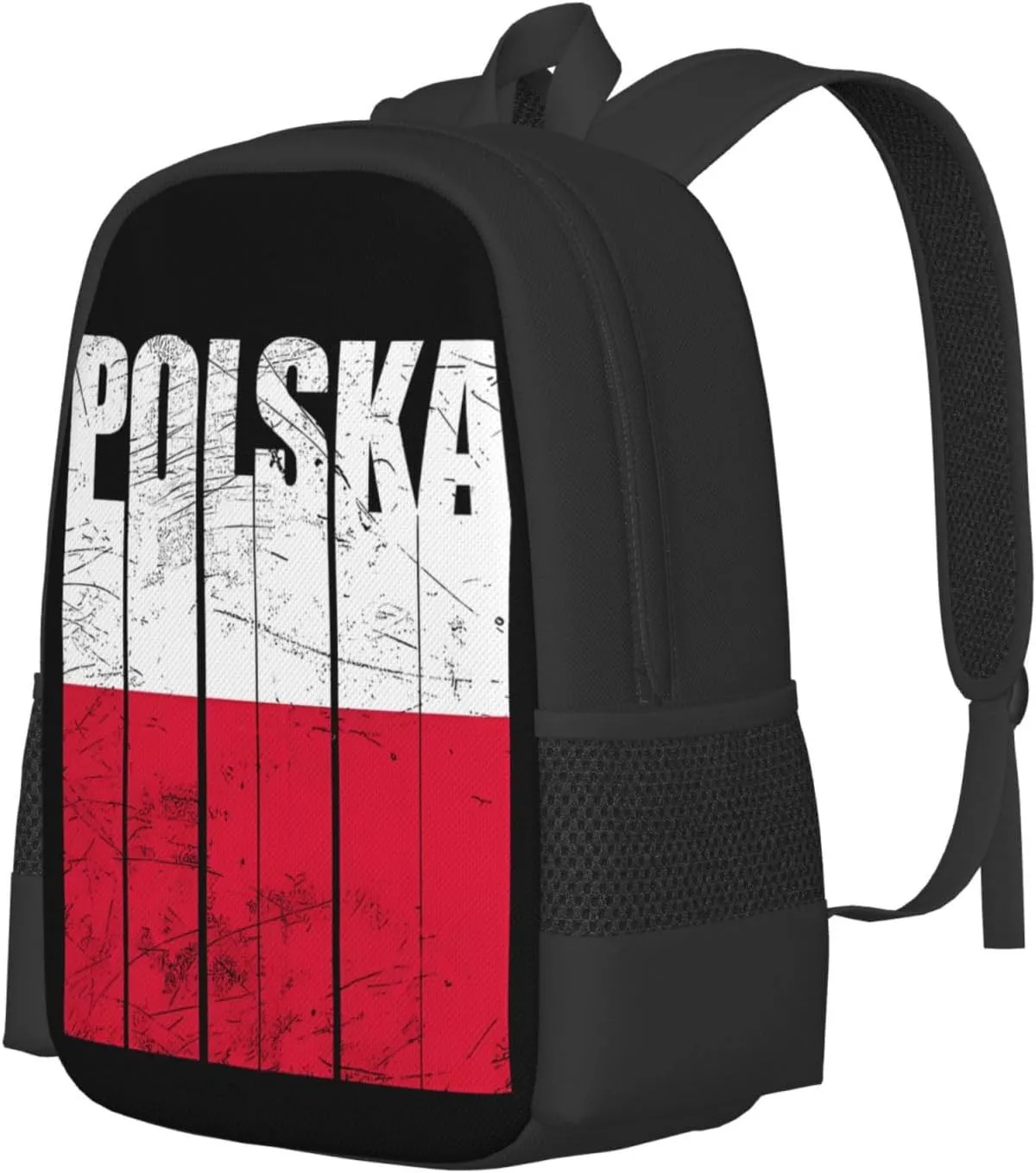 Polish Flag Poland Polska Flags Casual Backpacks Large Capacity Backpack Laptop Rucksack Sport Daypack Commuter Bags with Adjustable Strap for Traveling Camping