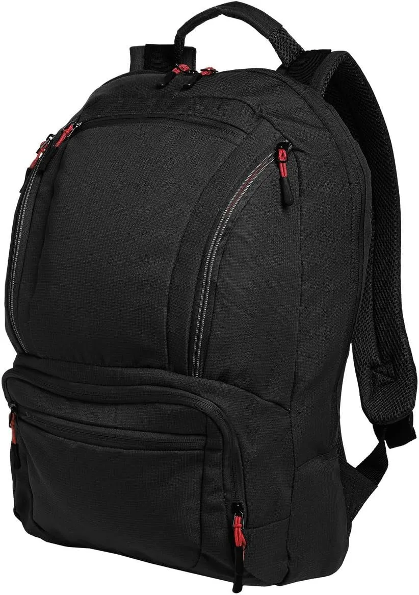Port Authority Cyber Backpack. BG200, Black/ Red, OSFA