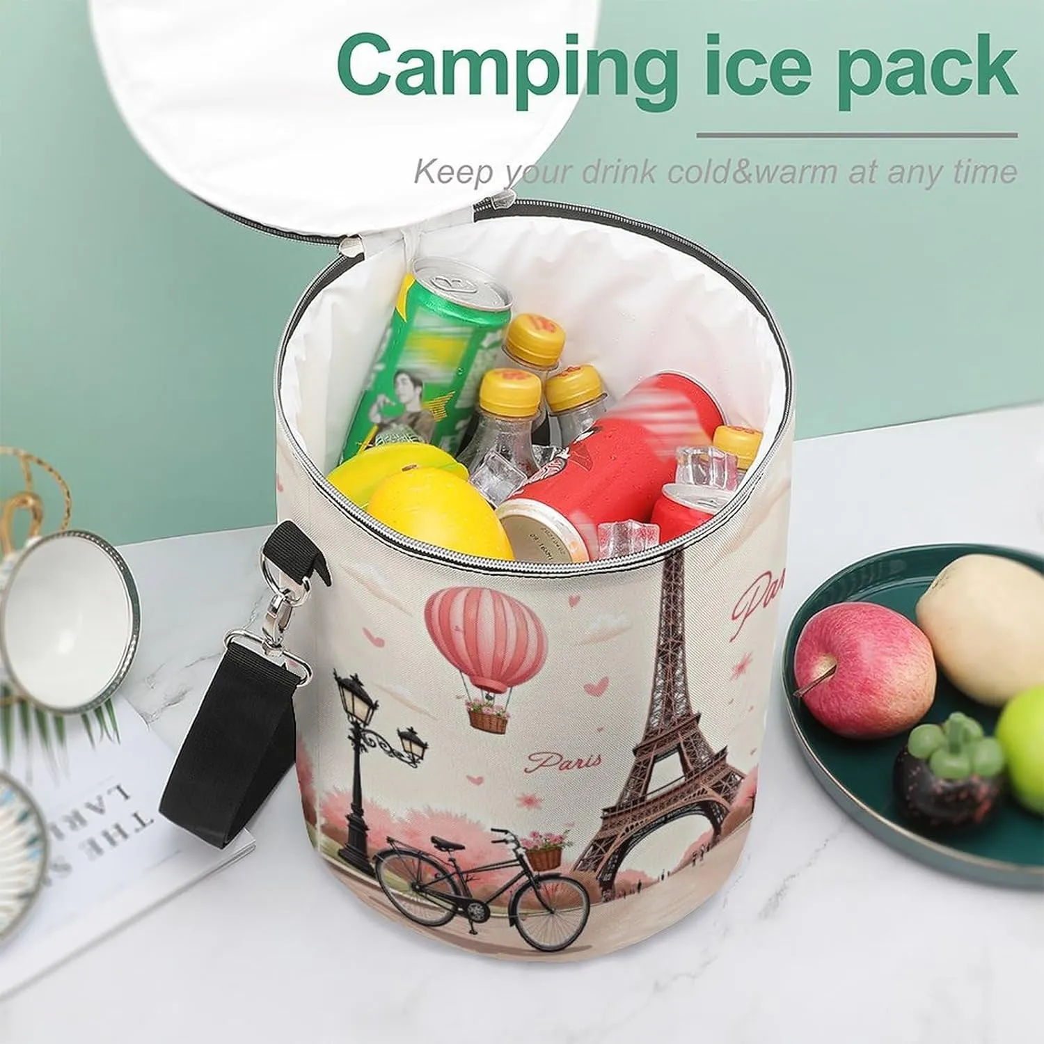 Portable Collapsible Cooler Bags with Leak-Proof Liner, Small Camping Ice Chest