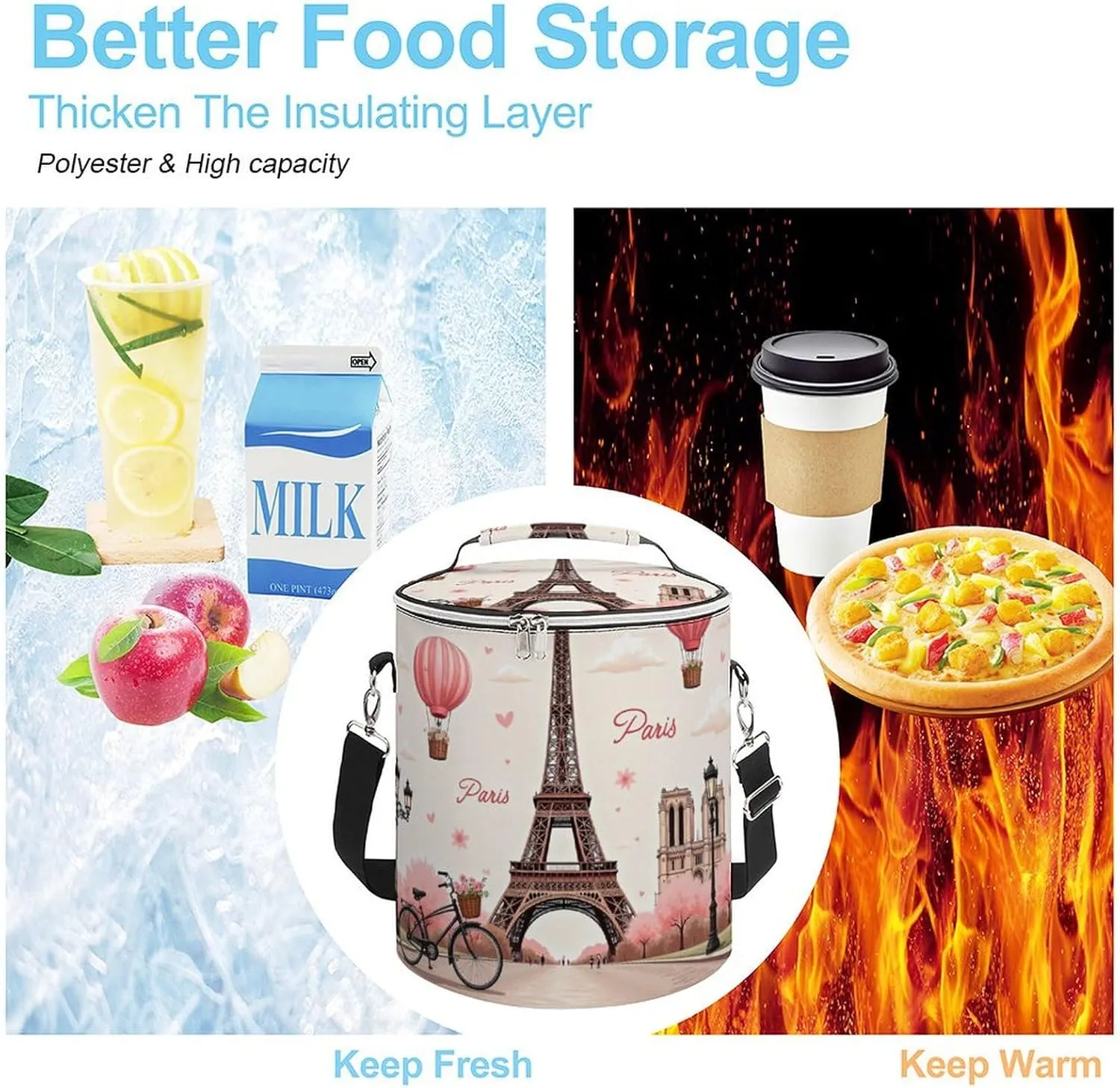 Portable Collapsible Cooler Bags with Leak-Proof Liner, Small Camping Ice Chest