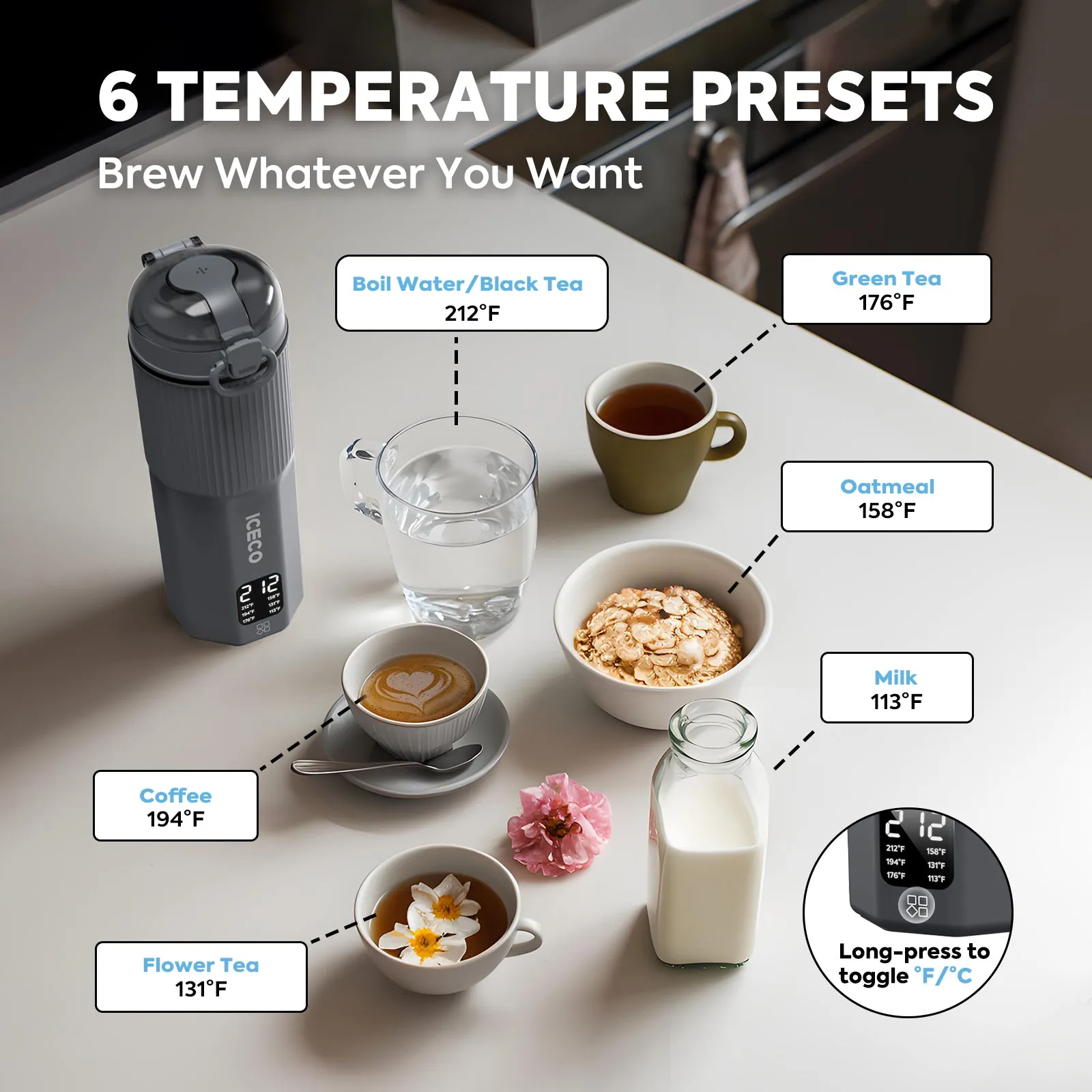 Portable Electric Kettle 110V-240V For Travel, Home, Office Use | ICECO