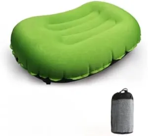 Portable Inflatable Pillow Compressible Folding Air Cushion Outdoor Protective Tourism Sleeping Gear Camping Equipment (Green)