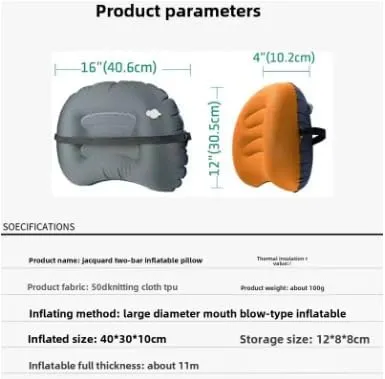 Portable Inflatable Pillow Compressible Folding Air Cushion Outdoor Protective Tourism Sleeping Gear Camping Equipment (Green)
