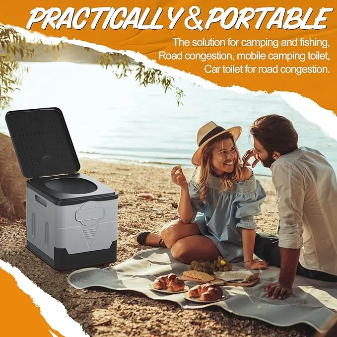 Portable Potty for Camping Folding Portable Toilet for Adults Car Toilet Camp Toilet Outdoor Toilet for Boat/Hiking/Long Trips/Travel/Beach Black
