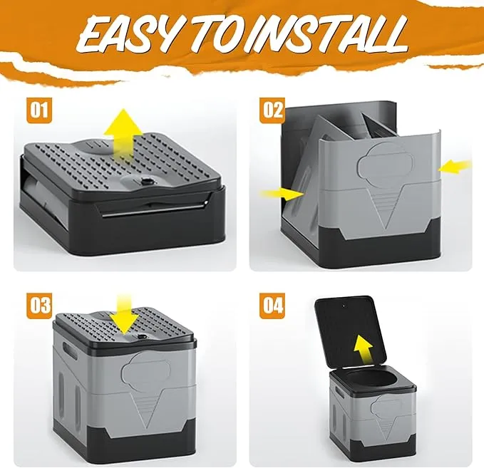 Portable Potty for Camping Folding Portable Toilet for Adults Car Toilet Camp Toilet Outdoor Toilet for Boat/Hiking/Long Trips/Travel/Beach Black