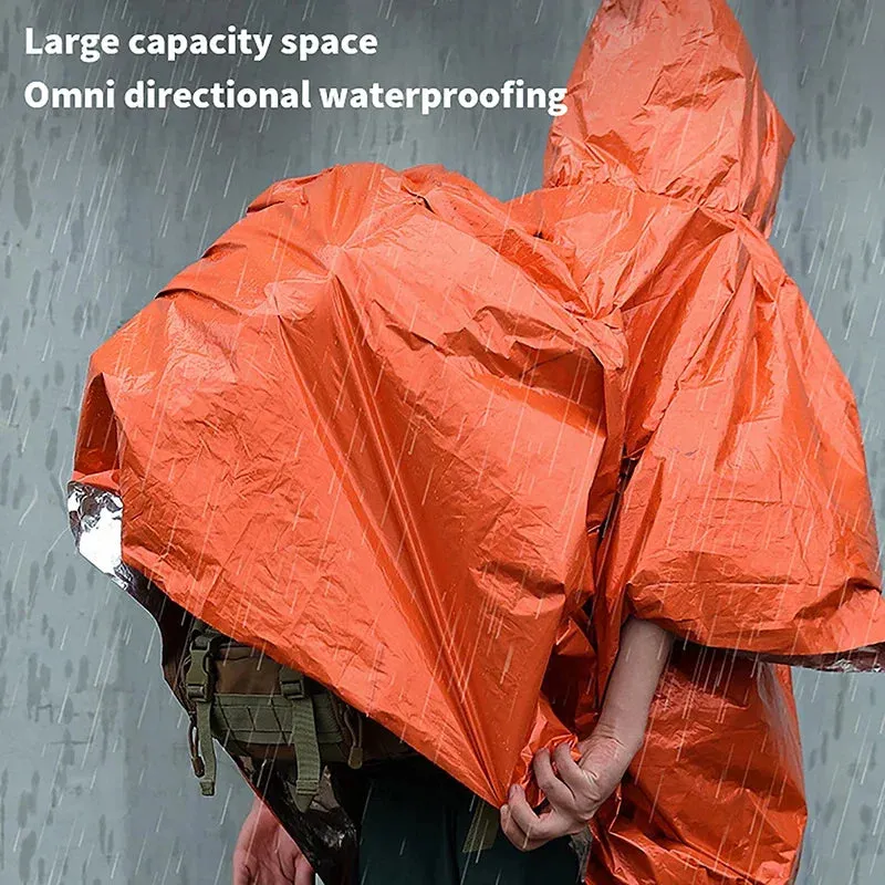 Portable reflective hiking poncho