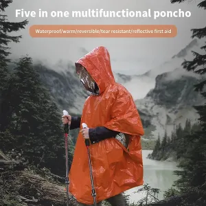 Portable reflective hiking poncho