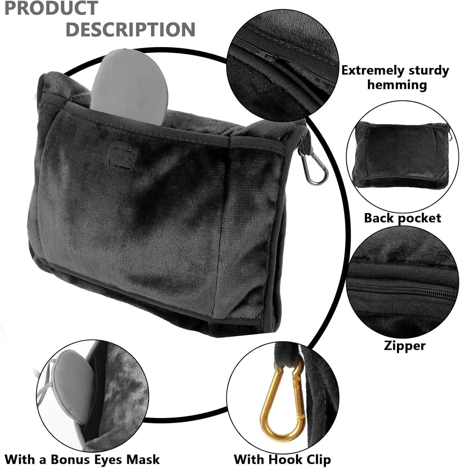 Portable Travel Blanket and Pillow - Premium Soft 2 in 1 Airplane Blanket with Compact Pack Soft Bag Pillowcase, Hand Luggage Sleeve and Backpack Clip (Gray)