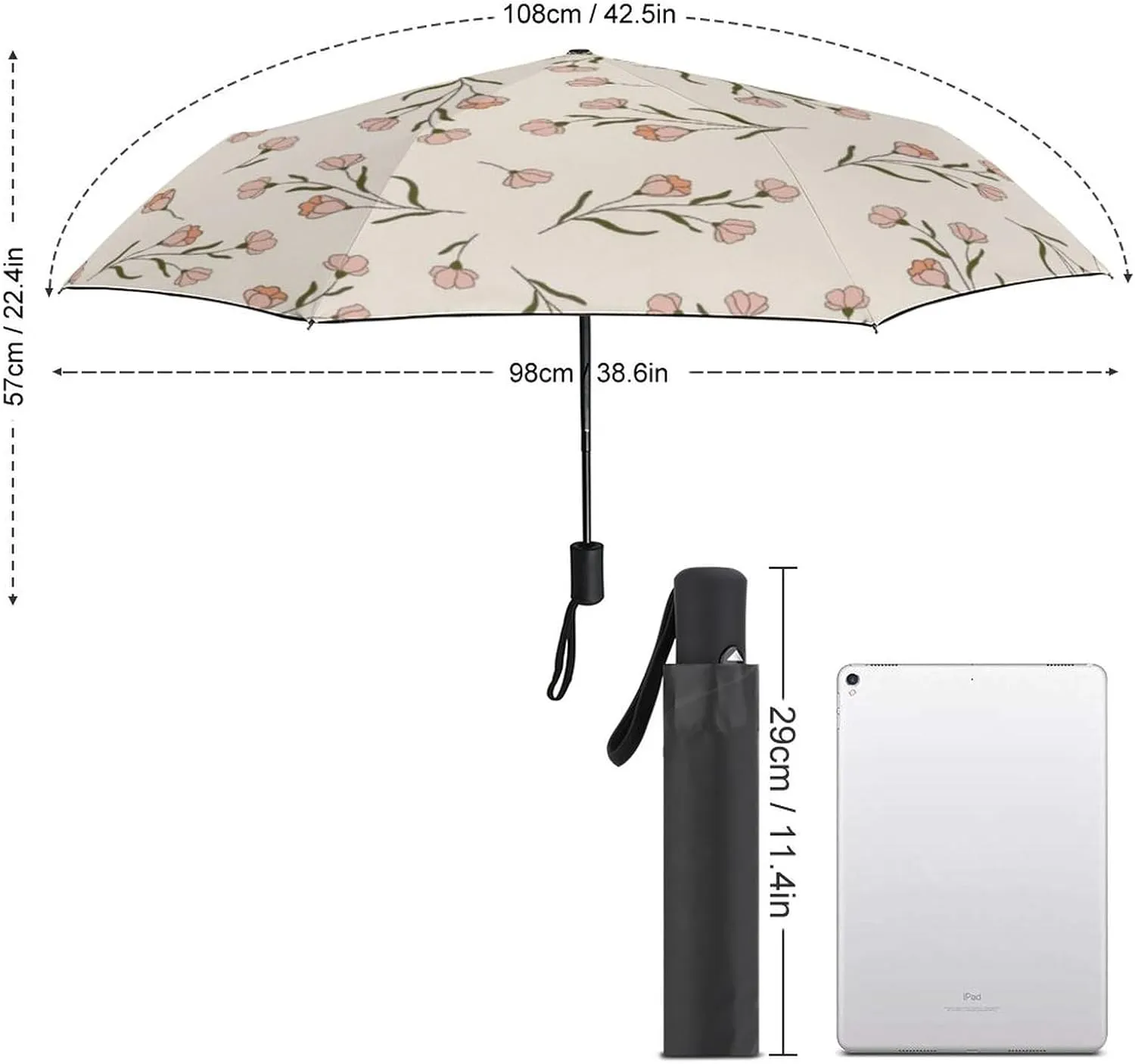 Portable Travel Umbrella Folding Automatic Compact Anti-UV Umbrellas for Rain/Sun