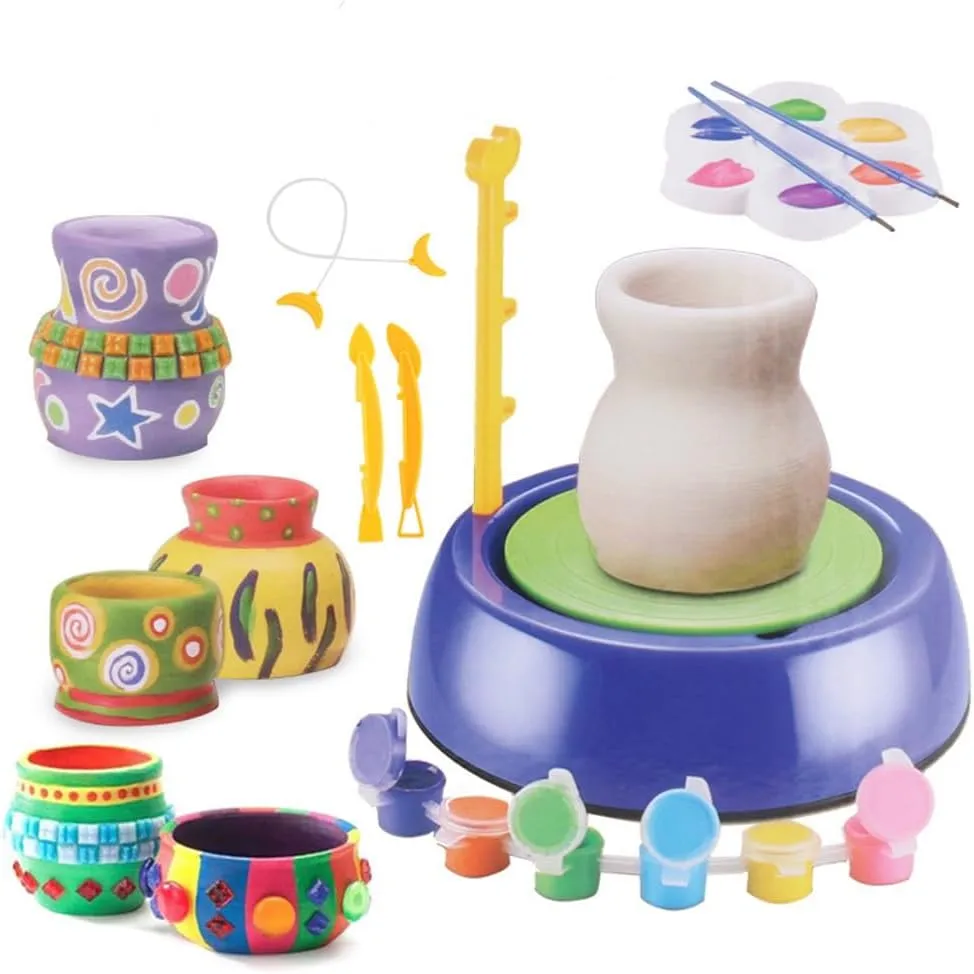 Pottery Wheel for Kids, Toddler Arts & Crafts for Kids Ages 8-12, Pottery Kit & Tools for Beginners, Starter Clay Sculpting Tools Set with Carving Painting DIY Clay Maker Toys for Boy Girls Gifts
