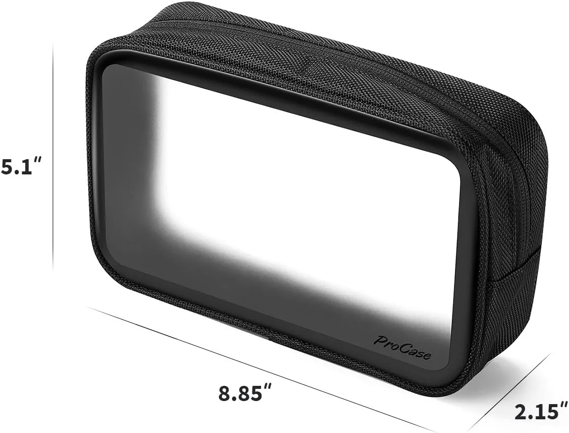 ProCase [2 Pack] TSA Approved Travel Toiletry Bag Pouch, Matte Clear Quart Size Bag Carry-On Airport Airline Compliant Bag Travel Makeup Cosmetic Bag for Toiletries Liquids Creams Cosmetics -Black