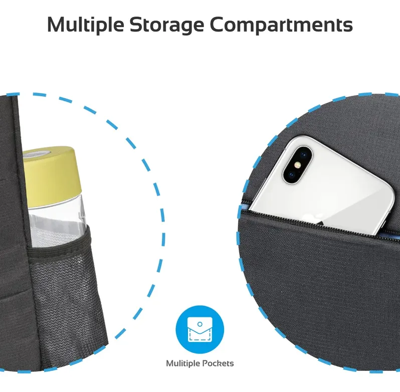 Promate High Capacity Dual Tone Backpack (ALPHA-BP) - Multiple Pockets, For Laptops Up to 15.6"