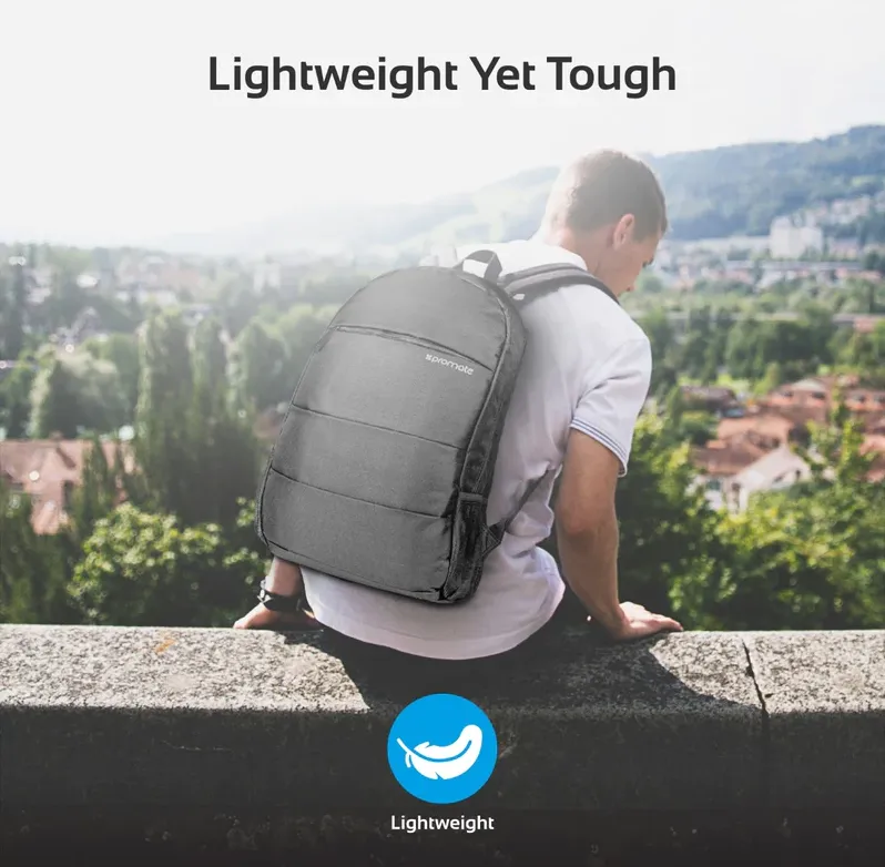 Promate High Capacity Dual Tone Backpack (ALPHA-BP) - Multiple Pockets, For Laptops Up to 15.6"