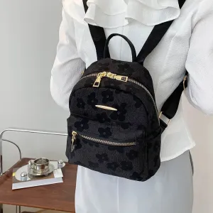 PU Leather Shoulder Multi-Function Flower Print Mini Backpack