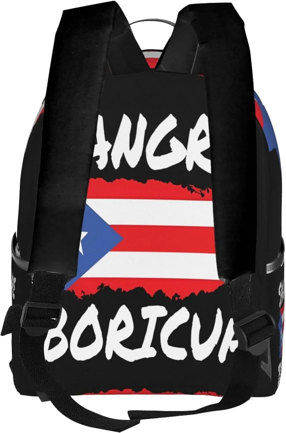 Puerto Rican Sangre Boricua Flag Casual Backpacks Travel Backpack Fashion Rucksack Outdoor Daypack Lightweight Bag with Leather Handles for Working Hiking Camping