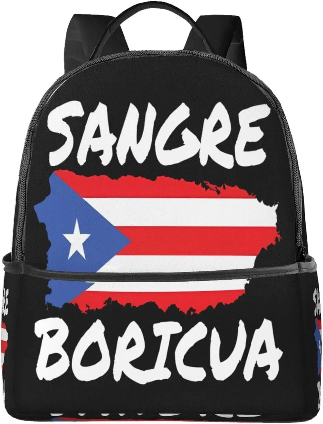 Puerto Rican Sangre Boricua Flag Casual Backpacks Travel Backpack Fashion Rucksack Outdoor Daypack Lightweight Bag with Leather Handles for Working Hiking Camping