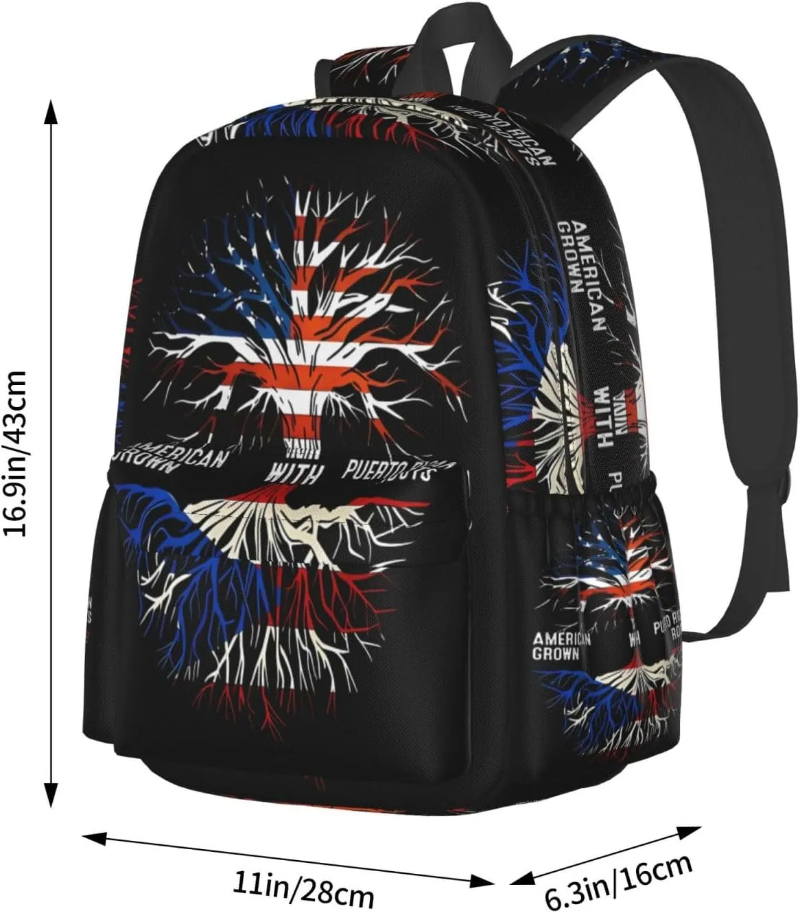 Puerto Rico Flag American Puerto Rican Roots Tree Laptop Backpack Work Travel Backpacks Business Rucksack Casual Outdoor Daypack with Adjustable Strap Bags for Sports Office Gym Hiking