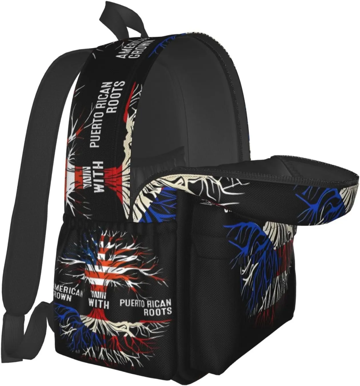 Puerto Rico Flag American Puerto Rican Roots Tree Laptop Backpack Work Travel Backpacks Business Rucksack Casual Outdoor Daypack with Adjustable Strap Bags for Sports Office Gym Hiking