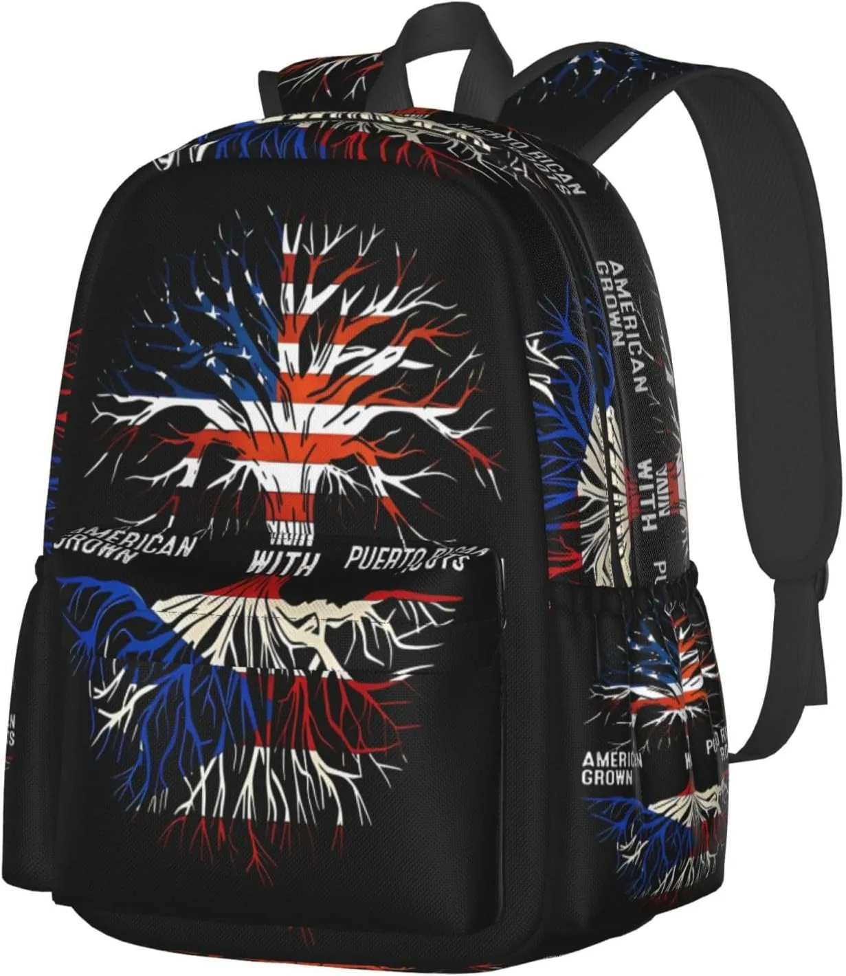 Puerto Rico Flag American Puerto Rican Roots Tree Laptop Backpack Work Travel Backpacks Business Rucksack Casual Outdoor Daypack with Adjustable Strap Bags for Sports Office Gym Hiking