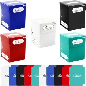 Quiver Time 100  Standard Trading Card Deck Blocks Fits MTG Deck & Other TCG Cards - Set of 5 Commander Deck Box with 2 Dividers/Card Deck Box (White, Black, Blue, Red & Green)