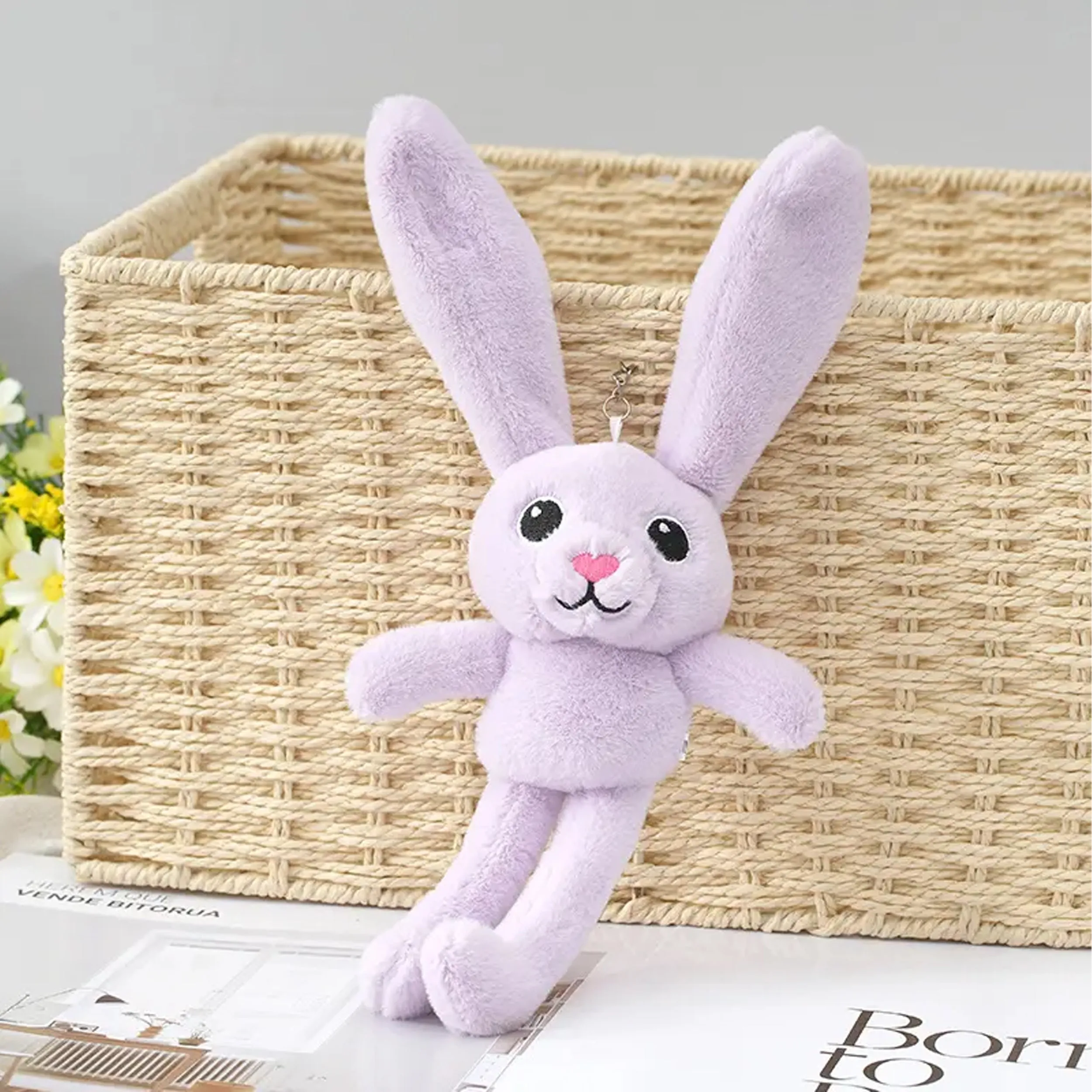 Rabbit Shape Stretchable Ear Soft Stuffed Plush Keychains