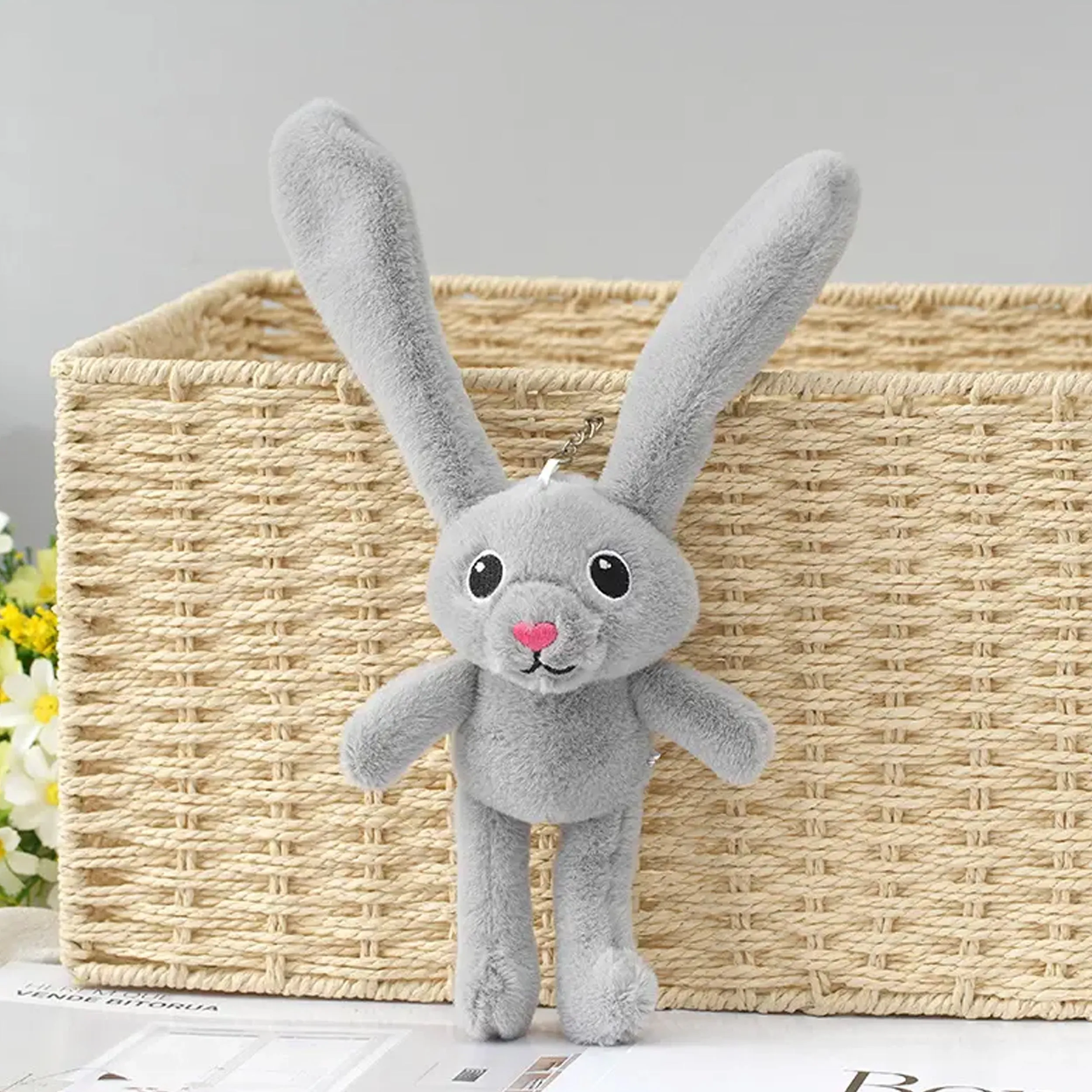 Rabbit Shape Stretchable Ear Soft Stuffed Plush Keychains