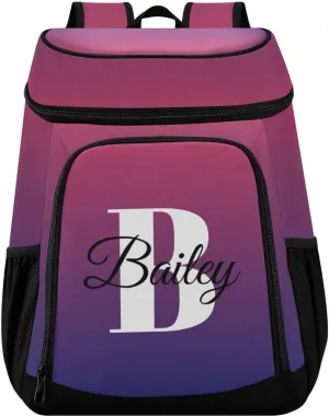 Rainbow Gradient Custom Cooler Backpack Leakproof Backpack Cooler Personalized Insulated Lunch Cooler Bag 30 Cans Camping Coolers for Men Women