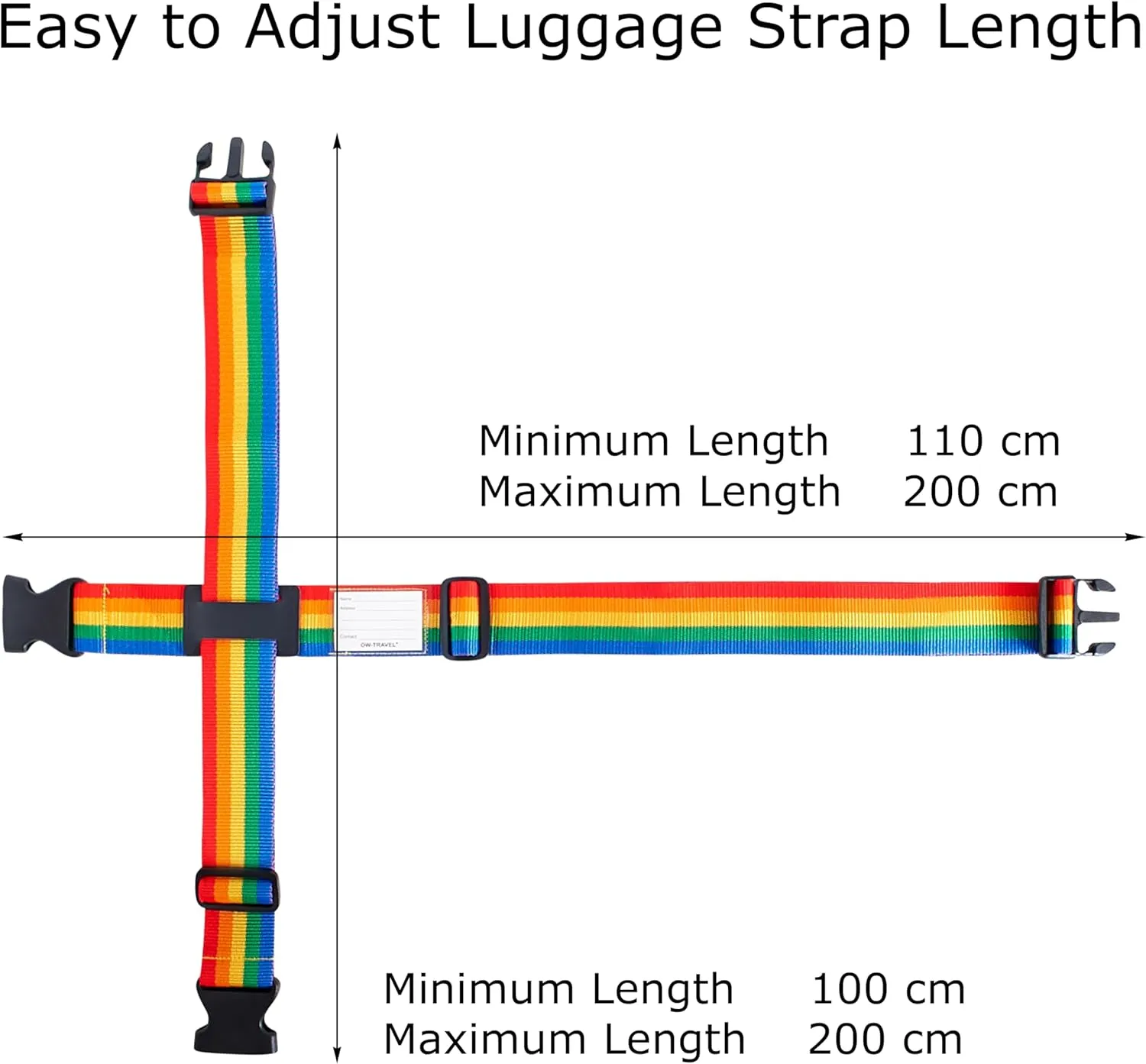 Rainbow luggage cross strap suitcase belts with baggage label tag