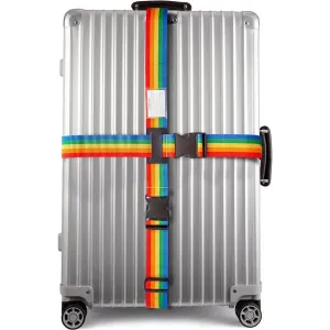 Rainbow luggage cross strap suitcase belts with baggage label tag