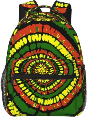 Rasta Tie Dye Casual Backpacks Sport Backpack Travel Rucksack Canvas Daypack Workout Bags with Pockets for Gym Working Hiking
