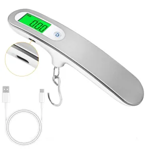 Rechargeable Luggage Scale with Hook & Type-C Port - Portable, Digital, High-Precision, and Ideal for Backpacks, Suitcases, and Carry-Ons - Up to 110lb/50kg Capacity -Hook